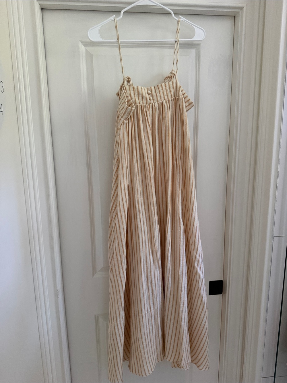 Rylee + Cru Cream and Tan Striped Maxi Skirt
